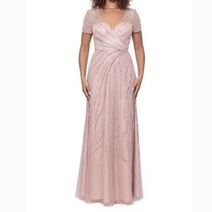 Xscape Beaded Chiffon A Line Gown